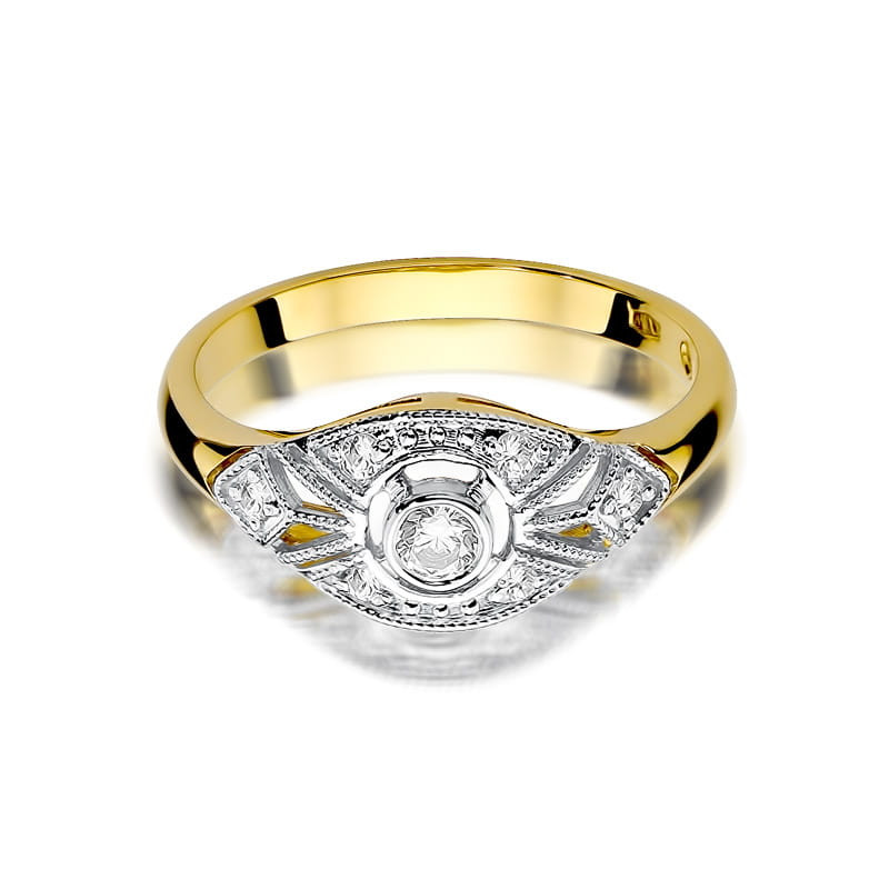 Pierścionek W413 Diament 0,10ct żółte złoto