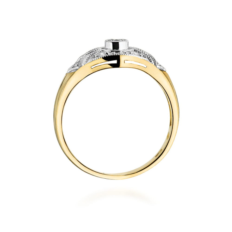 Pierścionek W413 Diament 0,10ct żółte złoto