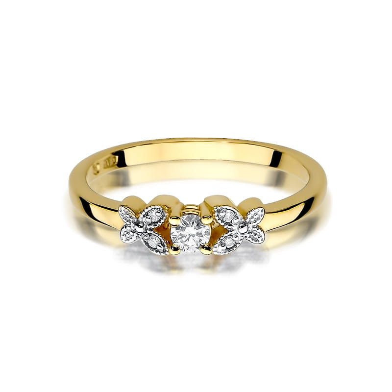Pierścionek W414 Diament 0,10ct żółte złoto