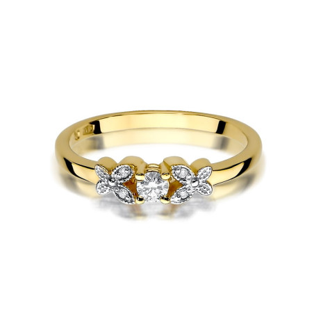 Pierścionek W414 Diament 0,10ct żółte złoto