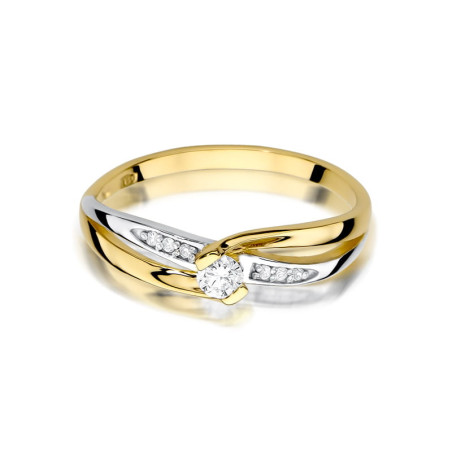Pierścionek W415 Diament 0,10ct żółte złoto