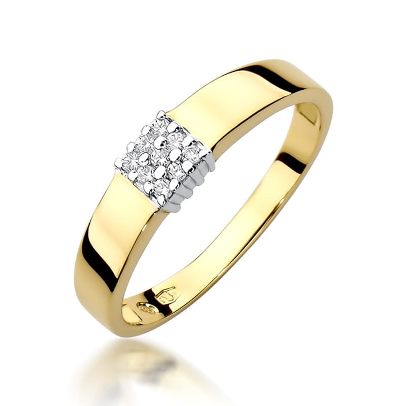 Pierścionek W417 z diamentami żółte złoto