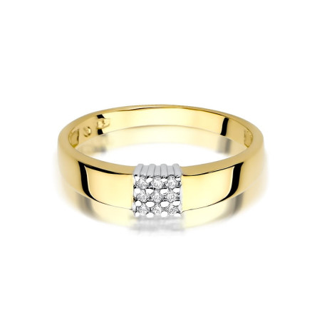 Pierścionek W417 z diamentami żółte złoto