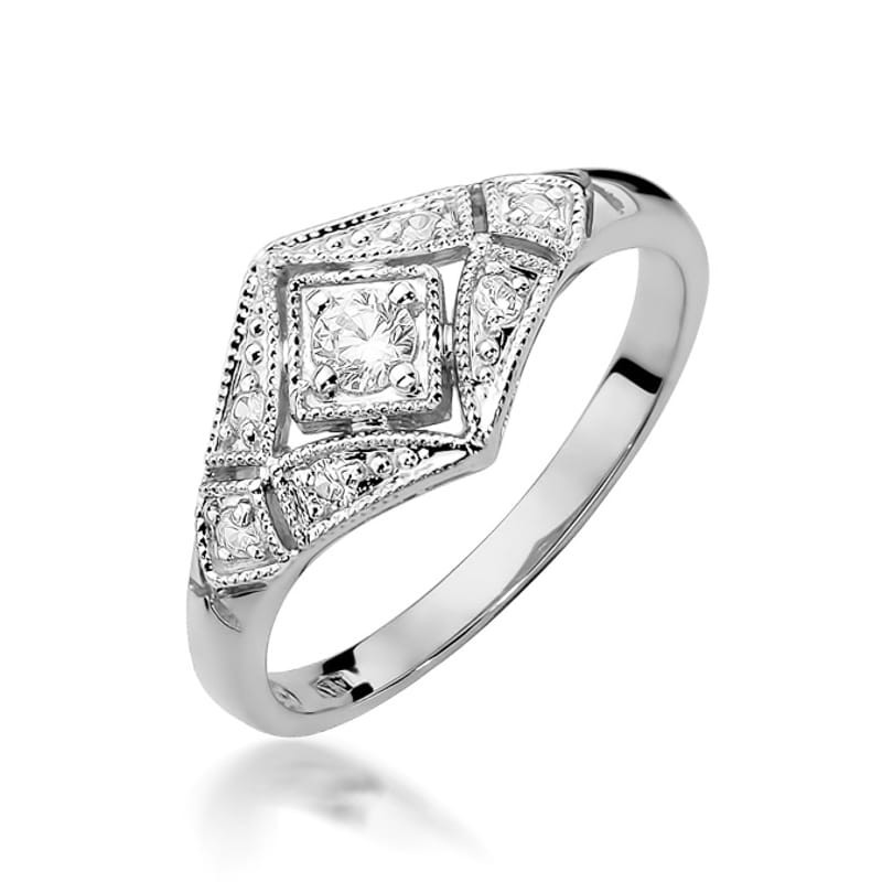 Pierścionek W412 Diament 0,10ct białe złoto