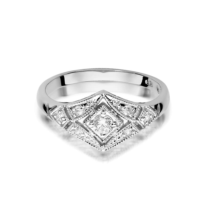 Pierścionek W412 Diament 0,10ct białe złoto