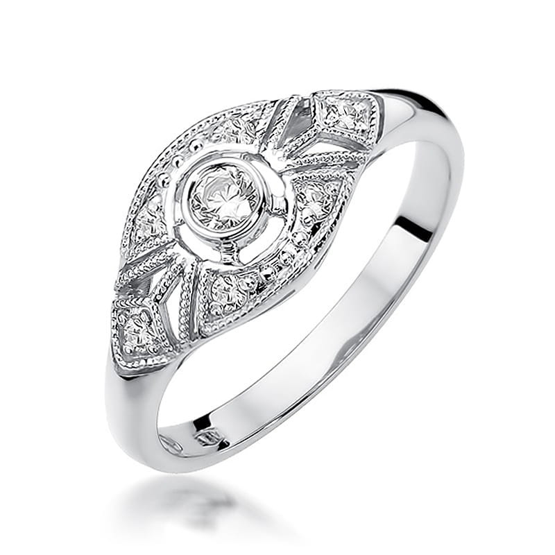 Pierścionek W413 Diament 0,10ct białe złoto