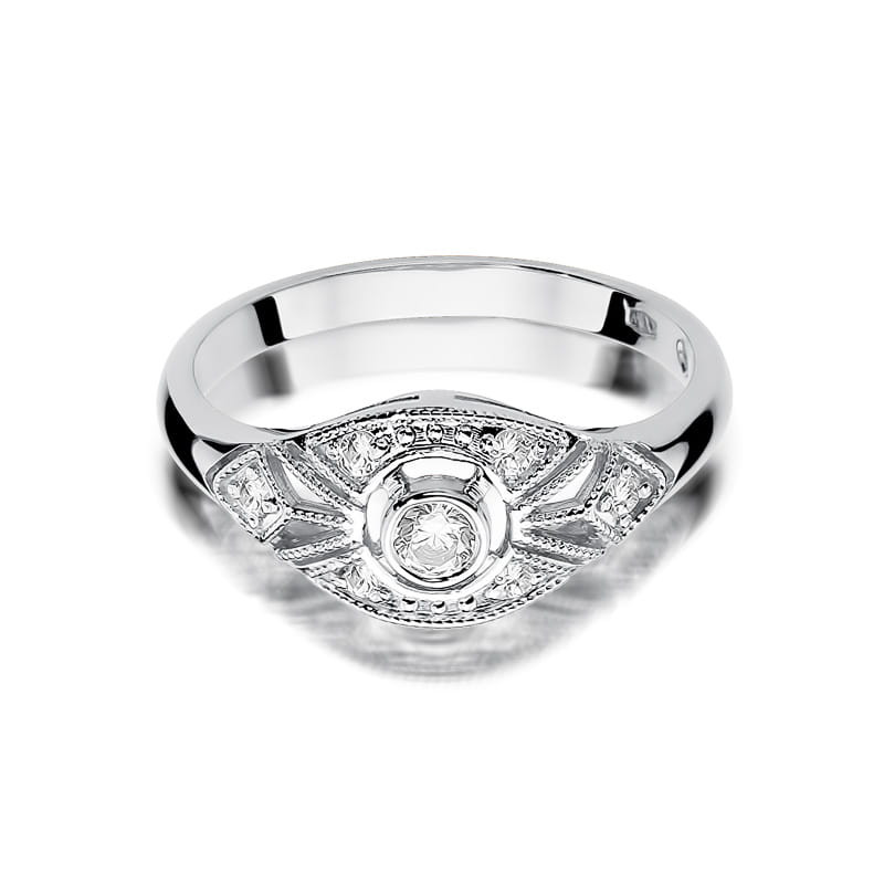 Pierścionek W413 Diament 0,10ct białe złoto