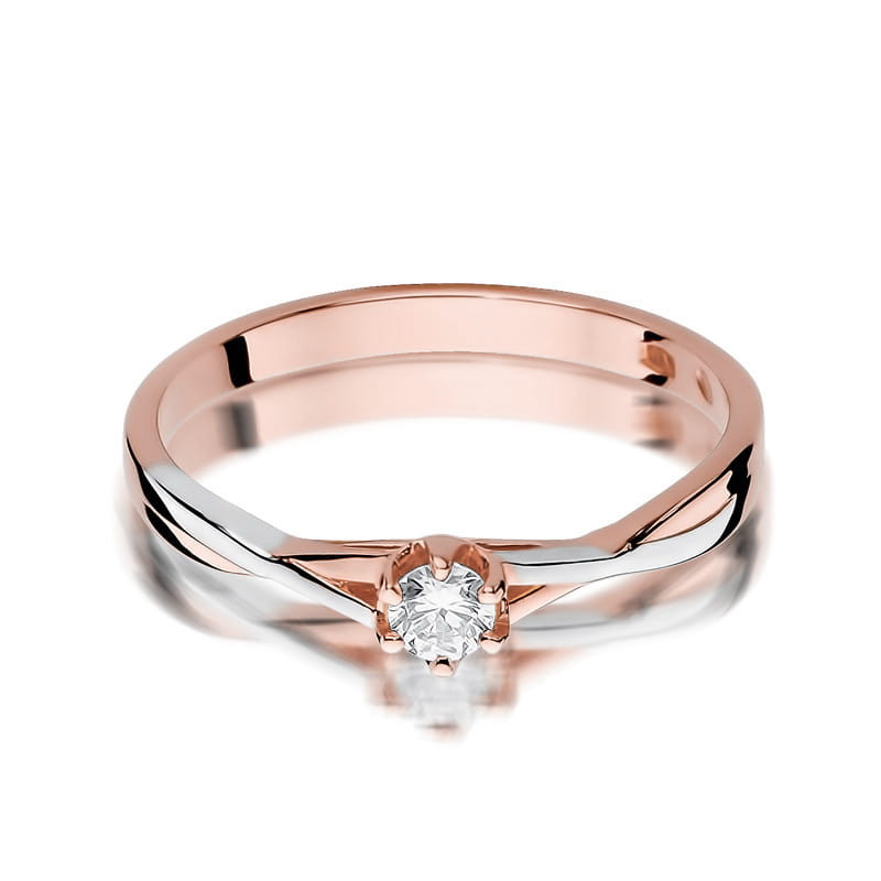 Pierścionek W340 Diament 0,12ct różowe złoto