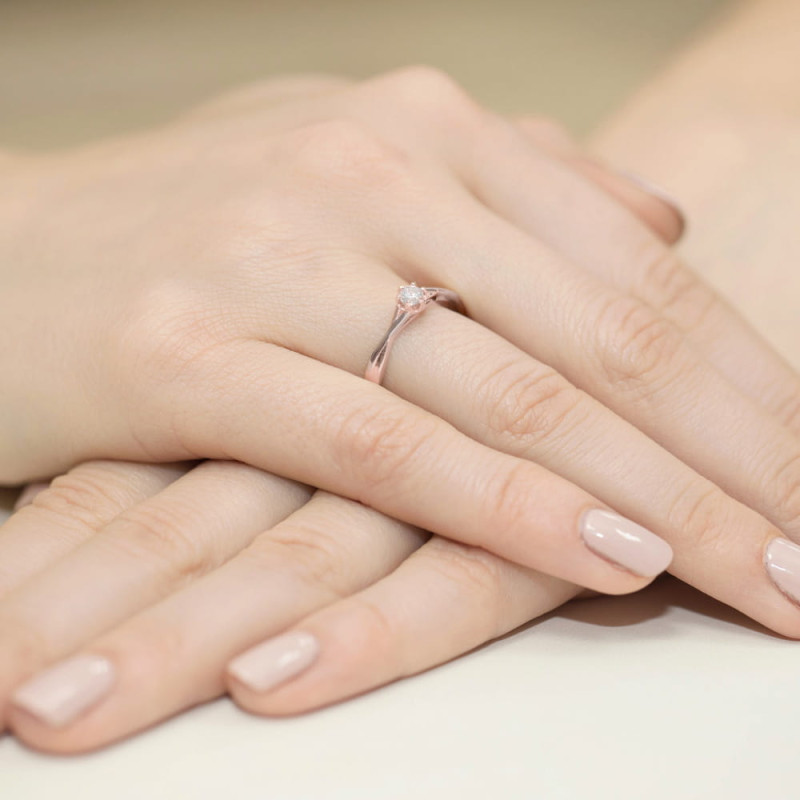 Pierścionek W340 Diament 0,12ct różowe złoto