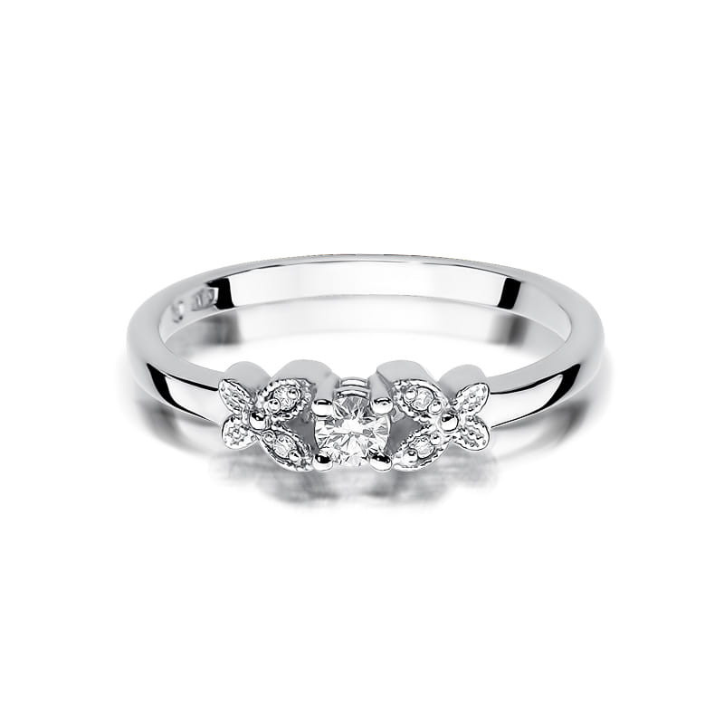 Pierścionek W414 Diament 0,10ct białe złoto