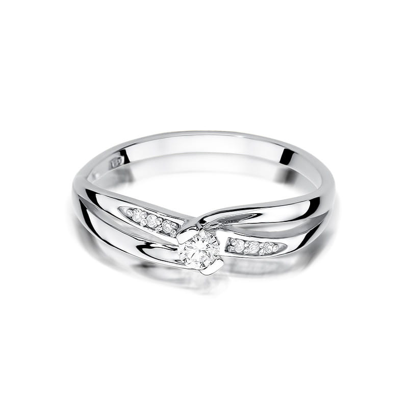 Pierścionek W415 Diament 0,10ct białe złoto