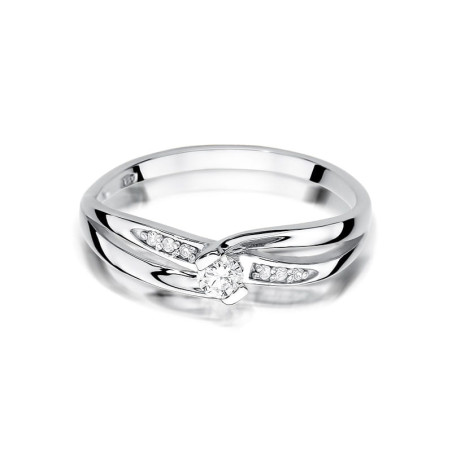 Pierścionek W415 Diament 0,10ct białe złoto