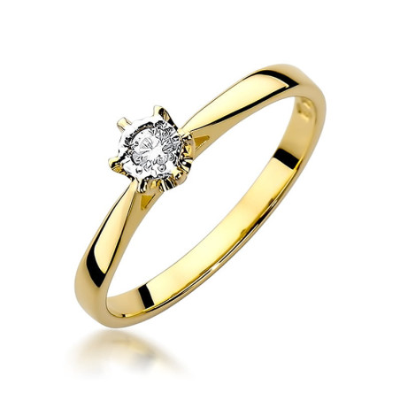 Pierścionek W426 Diament 0,05ct żółte złoto