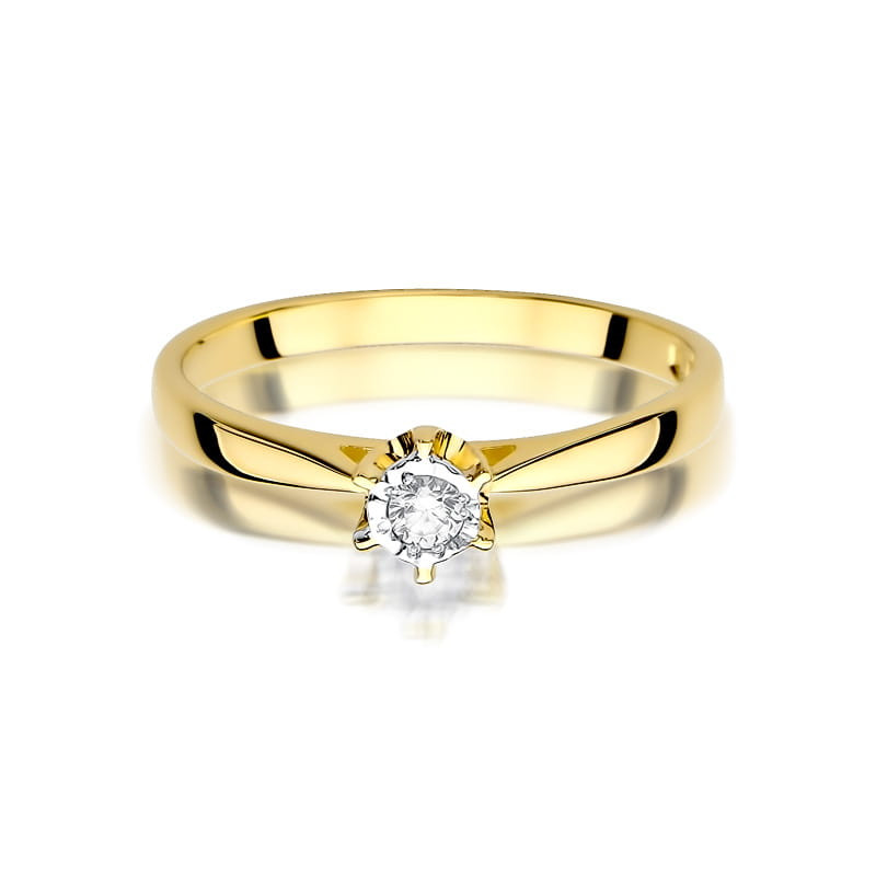 Pierścionek W426 Diament 0,05ct żółte złoto