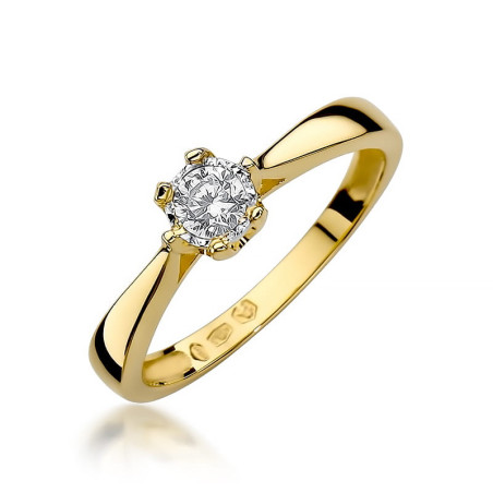 Pierścionek W429 Diament 0,20ct żółte złoto