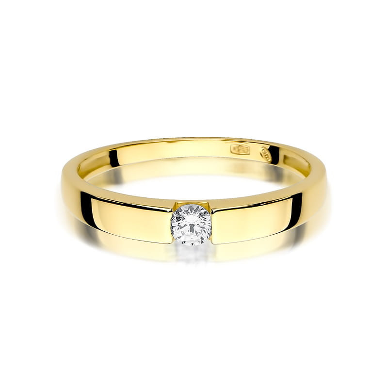 Pierścionek W432 Diament 0,12ct żółte złoto