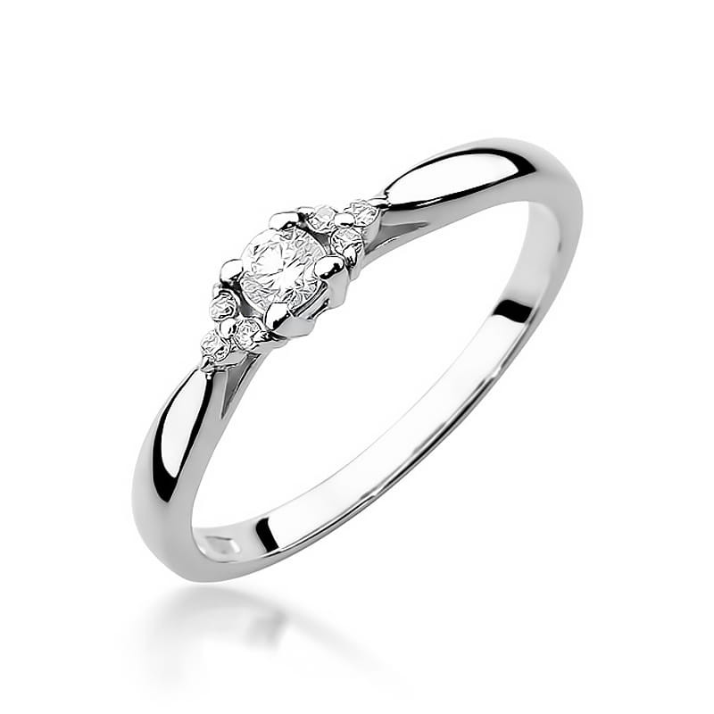 Pierścionek W428 Diament 0,10ct białe złoto