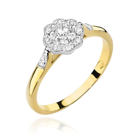 Pierścionek W434 Diament 0,23ct żółte złoto