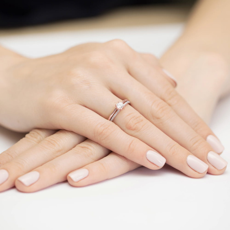 Pierścionek W355 Diament 0,30ct różowe złoto