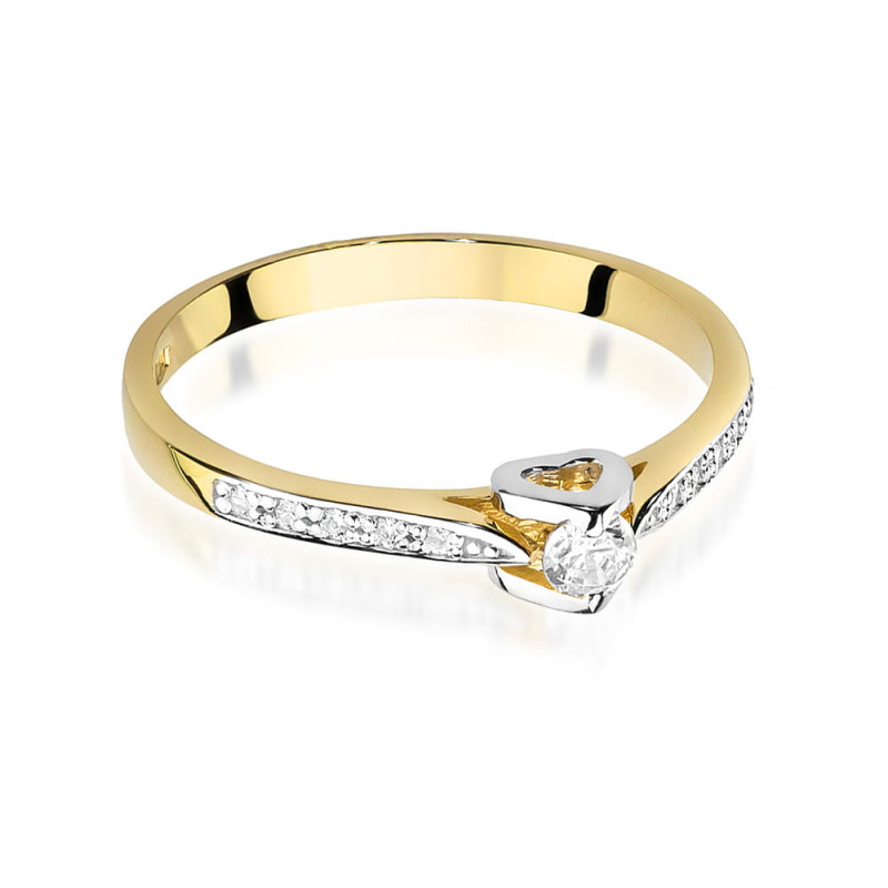 Pierścionek W435 Diament 0,10ct żółte złoto