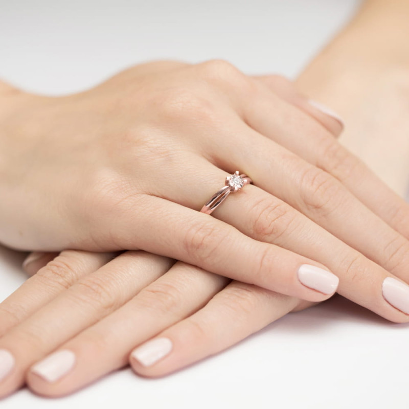 Pierścionek W360 Diament 0,08ct różowe złoto