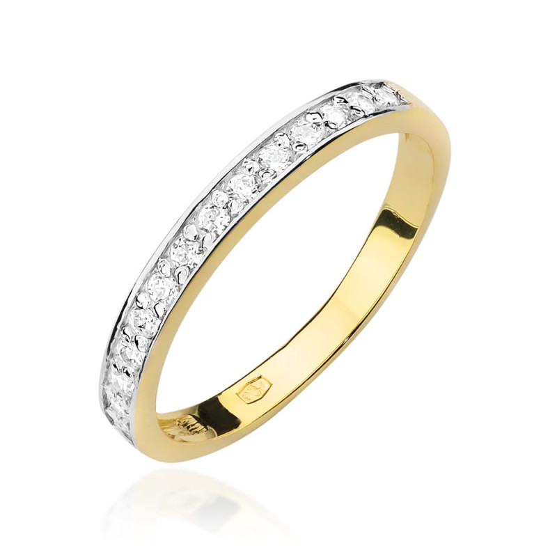 Pierścionek W0446 z diamentami żółte złoto
