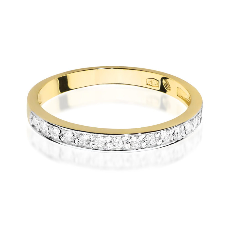 Pierścionek W0446 z diamentami żółte złoto