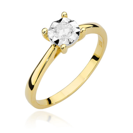 Pierścionek W447 Diament 0,20ct żółte złoto