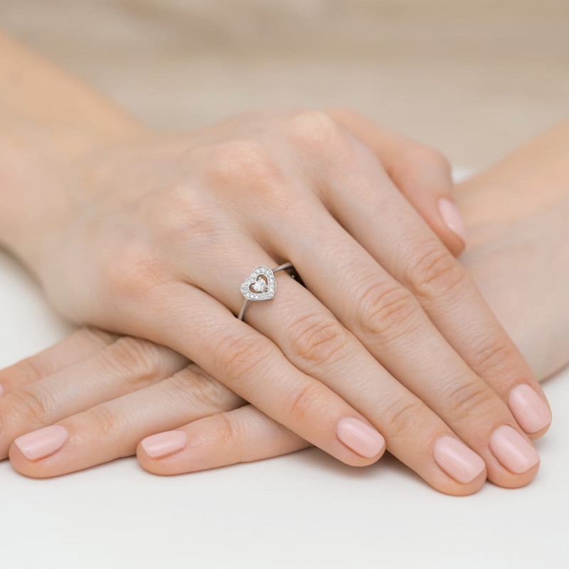 Pierścionek W442 Diament 0,10ct białe złoto
