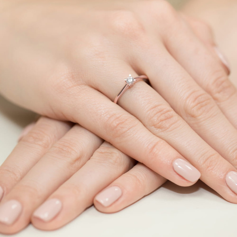 Pierścionek W367 Diament 0,15ct różowe złoto