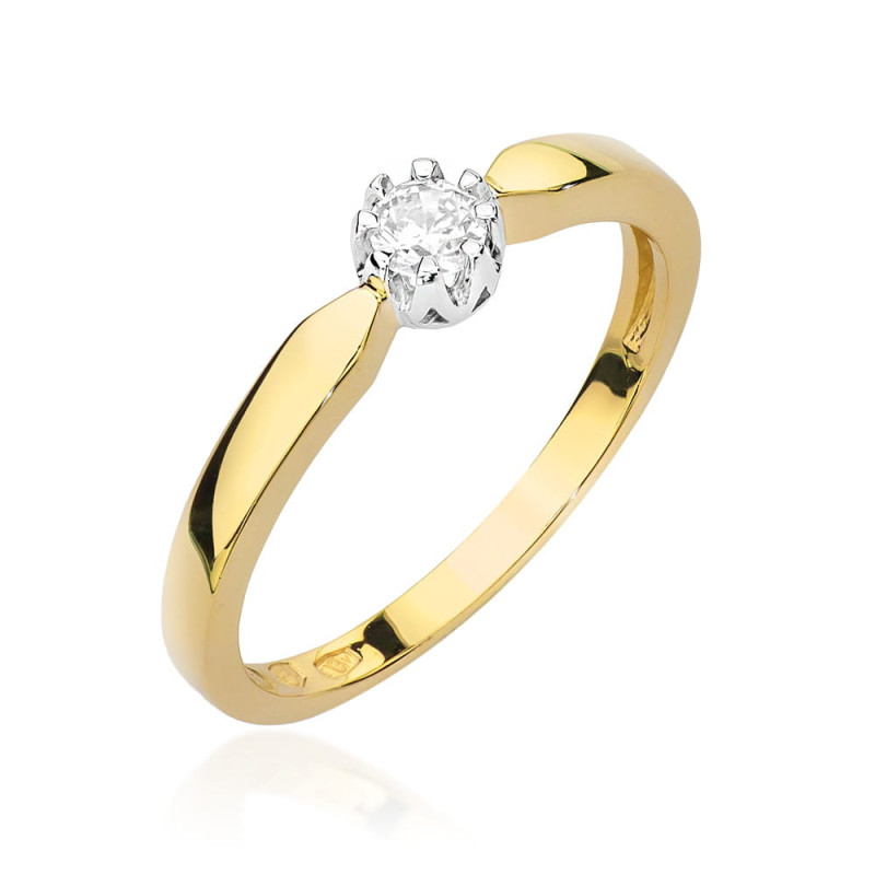 Pierścionek W450B Diament 0,15ct żółte złoto