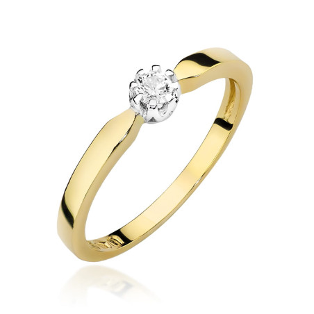 Pierścionek W450 Diament 0,10ct żółte złoto