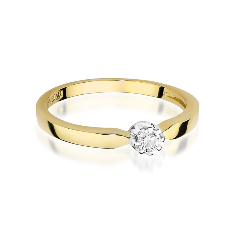 Pierścionek W450 Diament 0,10ct żółte złoto