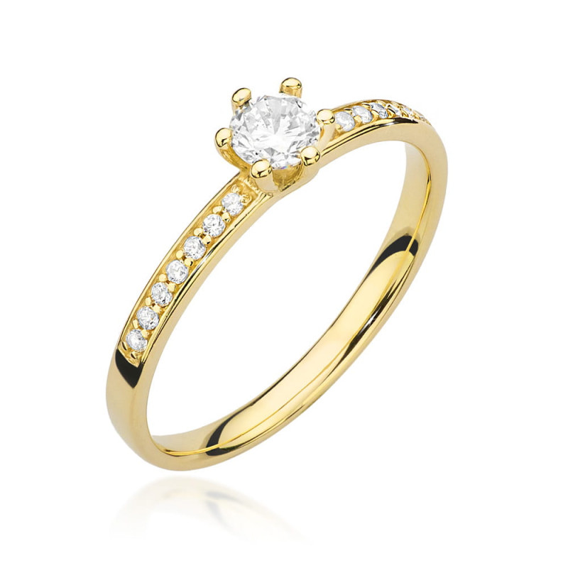 Pierścionek W459B Diament 0,25ct żółte złoto