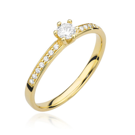 Pierścionek W459 Diament 0,10ct żółte złoto