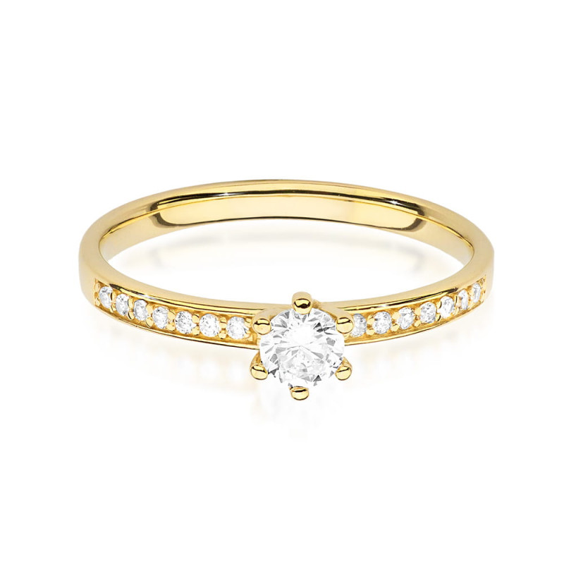 Pierścionek W459 Diament 0,10ct żółte złoto