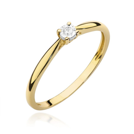 Pierścionek W461 Diament 0,01ct żółte złoto