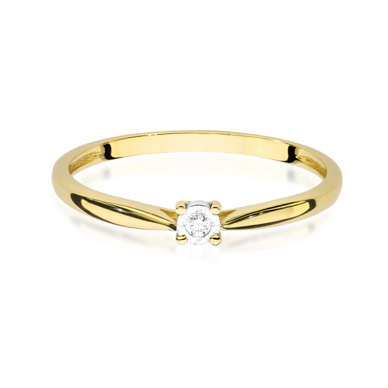 Pierścionek W461 Diament 0,01ct żółte złoto