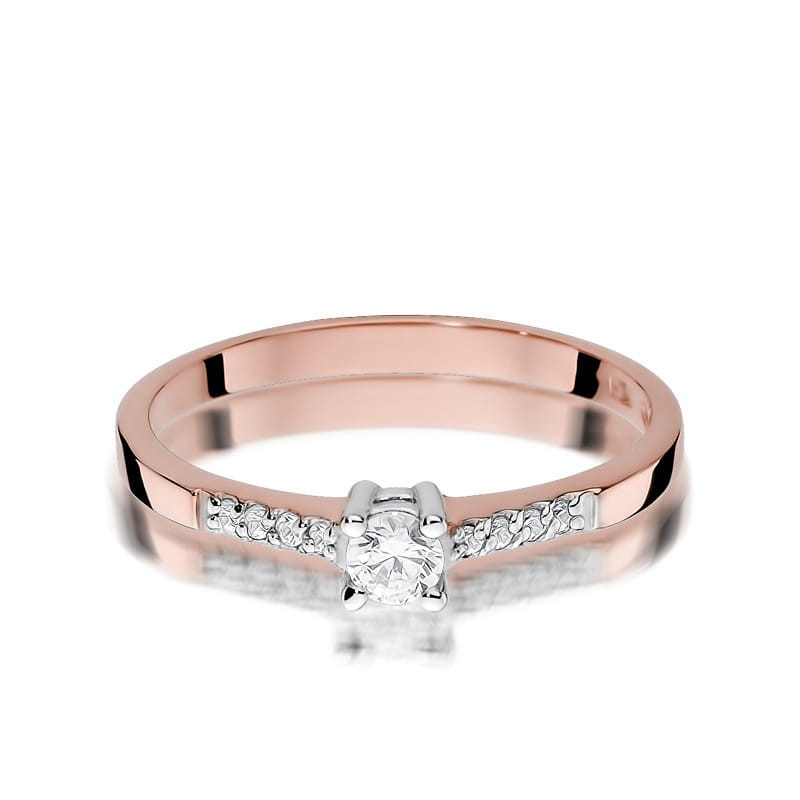 Pierścionek W382 Diament 0,15ct różowe złoto