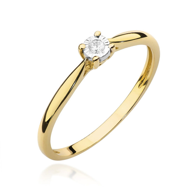 Pierścionek W461 Diament 0,03ct żółte złoto