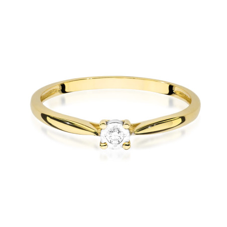 Pierścionek W461 Diament 0,03ct żółte złoto
