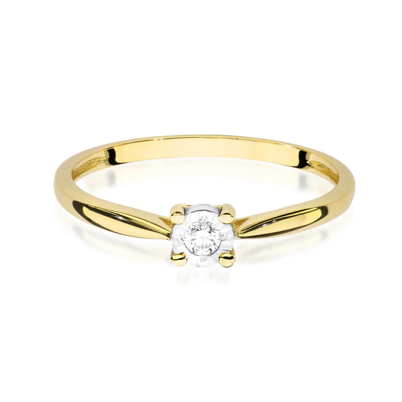 Pierścionek W461 Diament 0,08ct żółte złoto