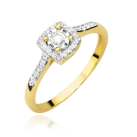 Pierścionek W462 Diament 0,08ct żółte złoto