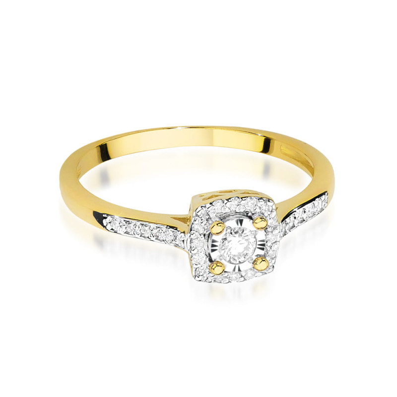Pierścionek W462 Diament 0,08ct żółte złoto