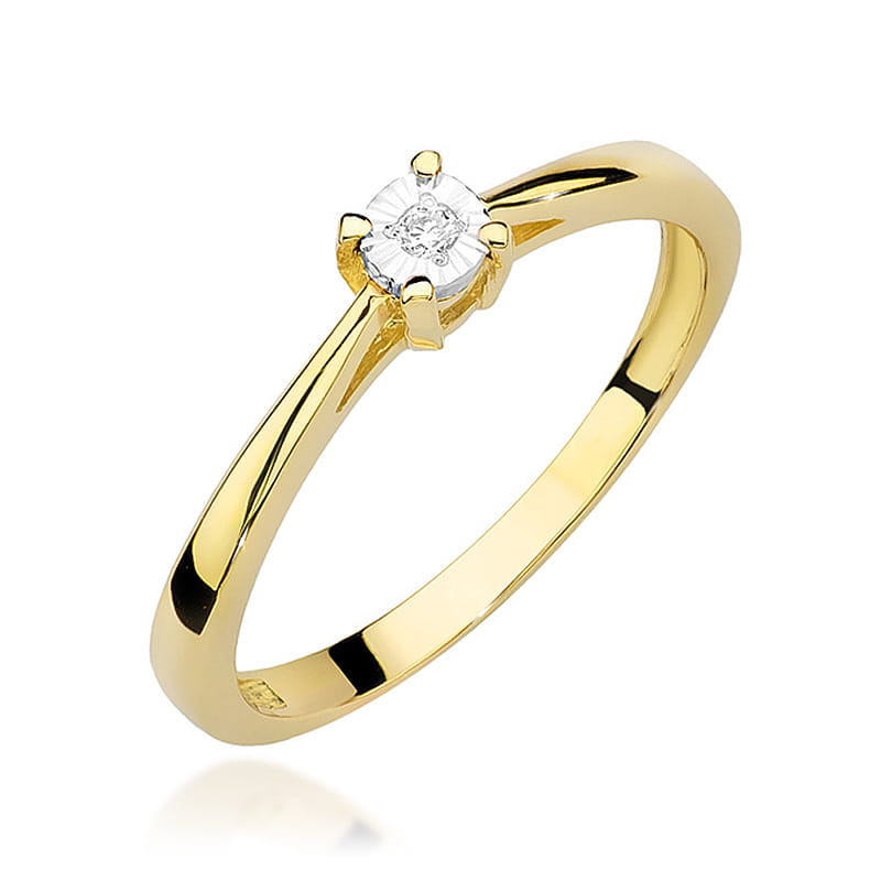 Pierścionek W463 Diament 0,02ct żółte złoto