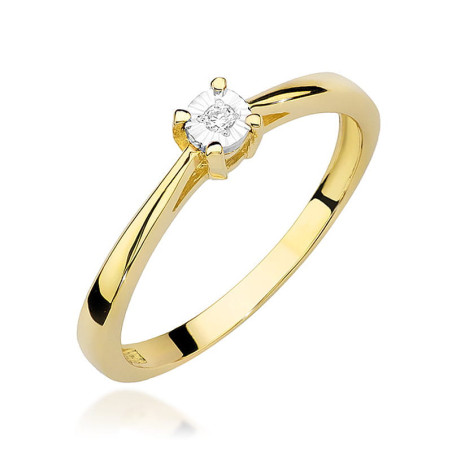 Pierścionek W463 Diament 0,02ct żółte złoto