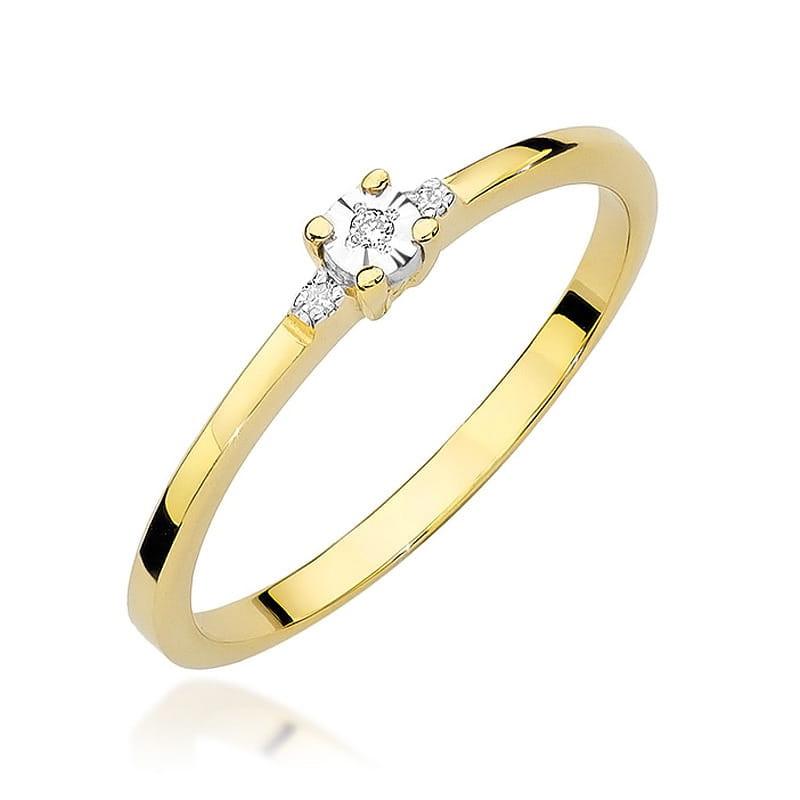 Pierścionek W0464 Diament 0,01ct żółte złoto