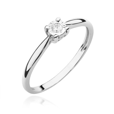 Pierścionek W461 Diament 0,08ct białe złoto