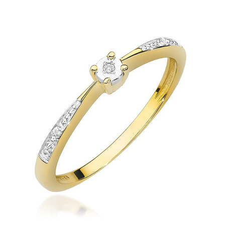 Pierścionek W465 Diament 0,01ct żółte złoto