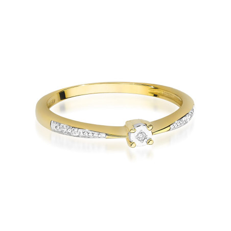 Pierścionek W465 Diament 0,01ct żółte złoto